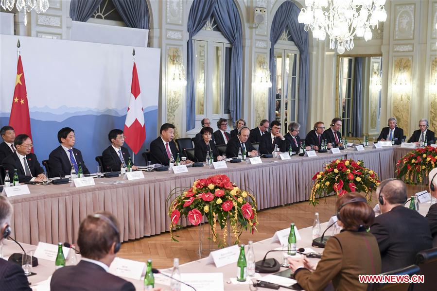 SWITZERLAND-CHINA-XI JINPING-BUSINESS LEADERS-MEETING