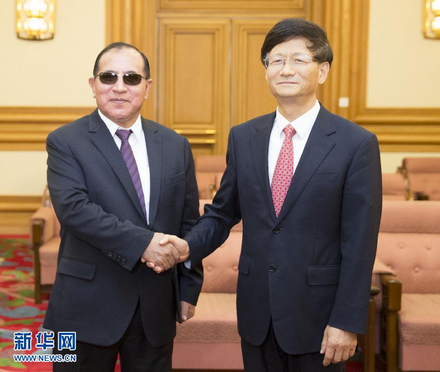 9月5日，中共中央政治局委員、中央政法委書記孟建柱在北京會見秘魯最高法院院長維克托&middot;盧卡斯&middot;蒂科納。 新華社記者 黃敬文 攝 