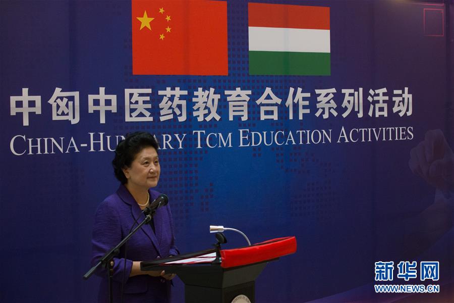 6月18日，在匈牙利布達(dá)佩斯，中國(guó)國(guó)務(wù)院副總理劉延?xùn)|出席中匈中醫(yī)藥教育合作系列活動(dòng)時(shí)講話。中國(guó)國(guó)務(wù)院副總理劉延?xùn)|18日在布達(dá)佩斯考察匈牙利塞梅爾維斯醫(yī)科大學(xué)并出席中匈中醫(yī)藥教育合作系列活動(dòng)。 新華社發(fā)（弗爾季&middot;奧蒂洛攝）