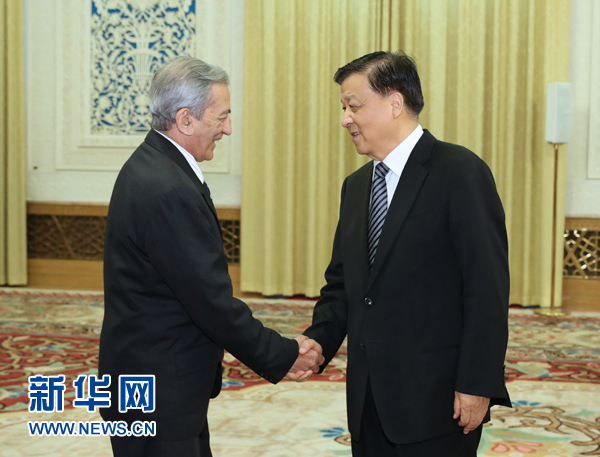 6月21日，中共中央政治局常委、中央書記處書記劉云山在北京會見古共中央書記處書記、國際關(guān)系部部長巴拉格爾率領(lǐng)的古巴共產(chǎn)黨代表團(tuán)。新華社記者馬占成攝