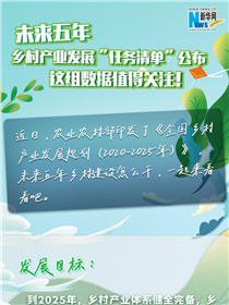 未來(lái)五年鄉(xiāng)村產(chǎn)業(yè)發(fā)展&ldquo;任務(wù)清單&rdquo;公布 這組數(shù)據(jù)值得關(guān)注！