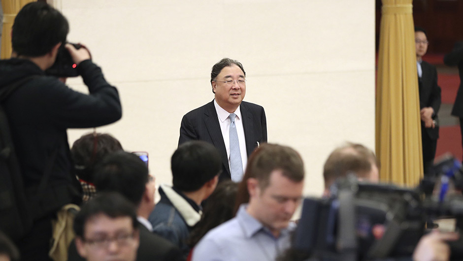 馬曉偉步入&ldquo;部長通道&rdquo;，準(zhǔn)備接受采訪