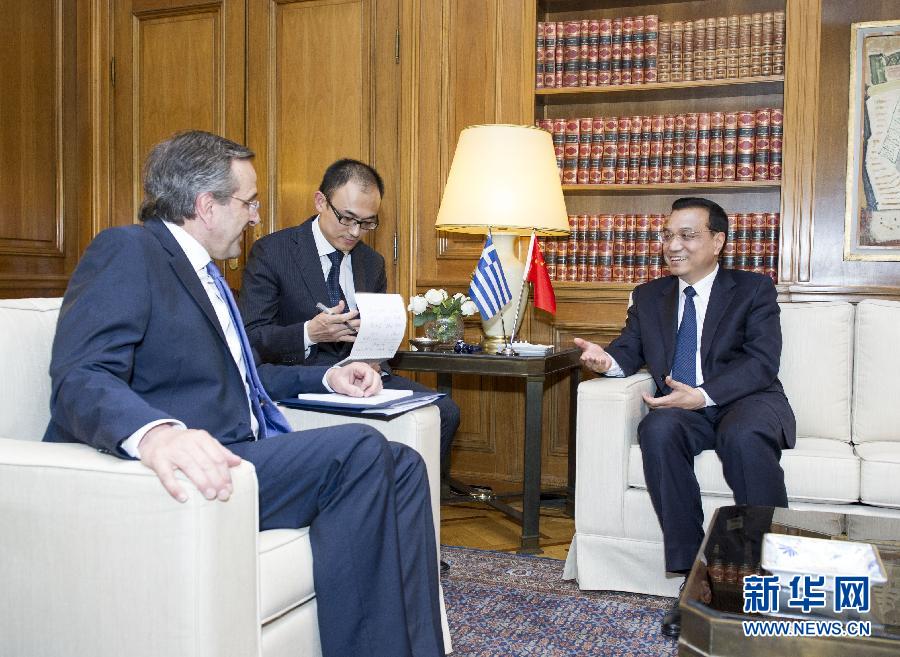 6月19日，國務(wù)院總理李克強(qiáng)在雅典同希臘總理薩馬拉斯舉行會(huì)談。新華社記者 王曄 攝