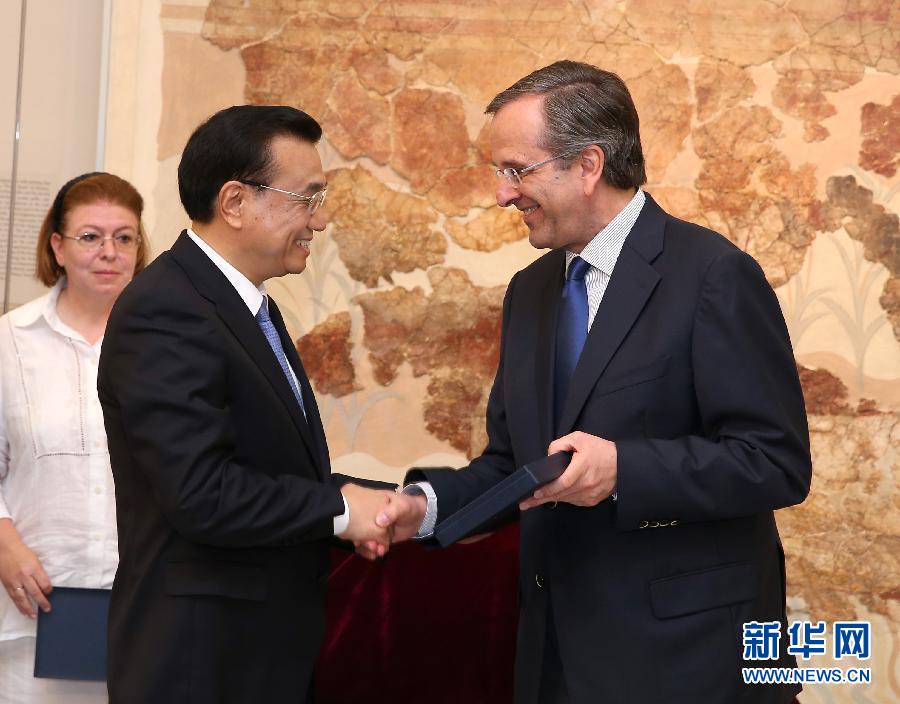 6月21日，國務院總理李克強與希臘總理薩馬拉斯共同出席希臘伊拉克利翁博物館新館開館儀式并發(fā)表講話。 新華社記者 龐興雷 攝