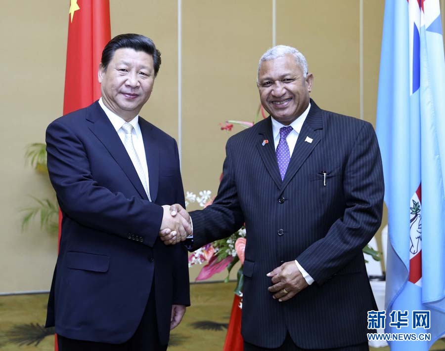 11月22日，中國國家主席習近平在楠迪同斐濟總理姆拜尼馬拉馬舉行會談。 新華社記者姚大偉攝