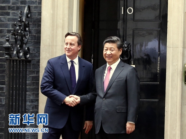 10月21日，國家主席習(xí)近平在倫敦唐寧街首相府同英國首相卡梅倫舉行會談。 新華社記者 鞠鵬 攝 