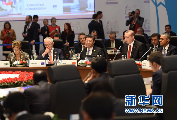 11月15日，國家主席習近平在土耳其安塔利亞出席二十國集團領導人第十次峰會第一階段會議。 新華社記者李學仁攝 