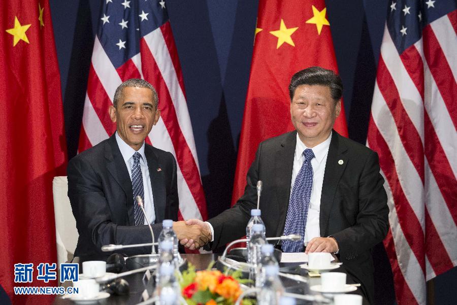 11月30日，國家主席習(xí)近平在巴黎會(huì)見美國總統(tǒng)奧巴馬。新華社記者黃敬文攝