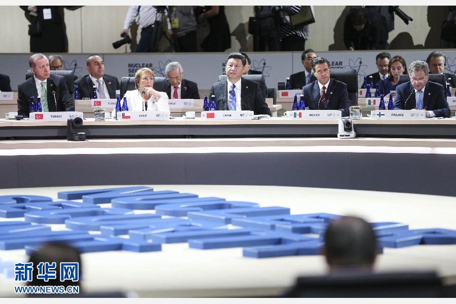 4月1日，第四屆核安全峰會在美國首都華盛頓舉行。國家主席習近平出席并發(fā)表題為《加強國際核安全體系，推進全球核安全治理》的重要講話。新華社記者蘭紅光攝