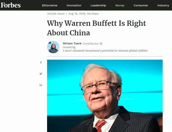 美媒:為什么巴菲特看準(zhǔn)了中國(guó)